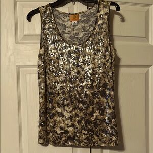 Ruby Rd. Shimmering Sequin Tank Top - Brown and Silver